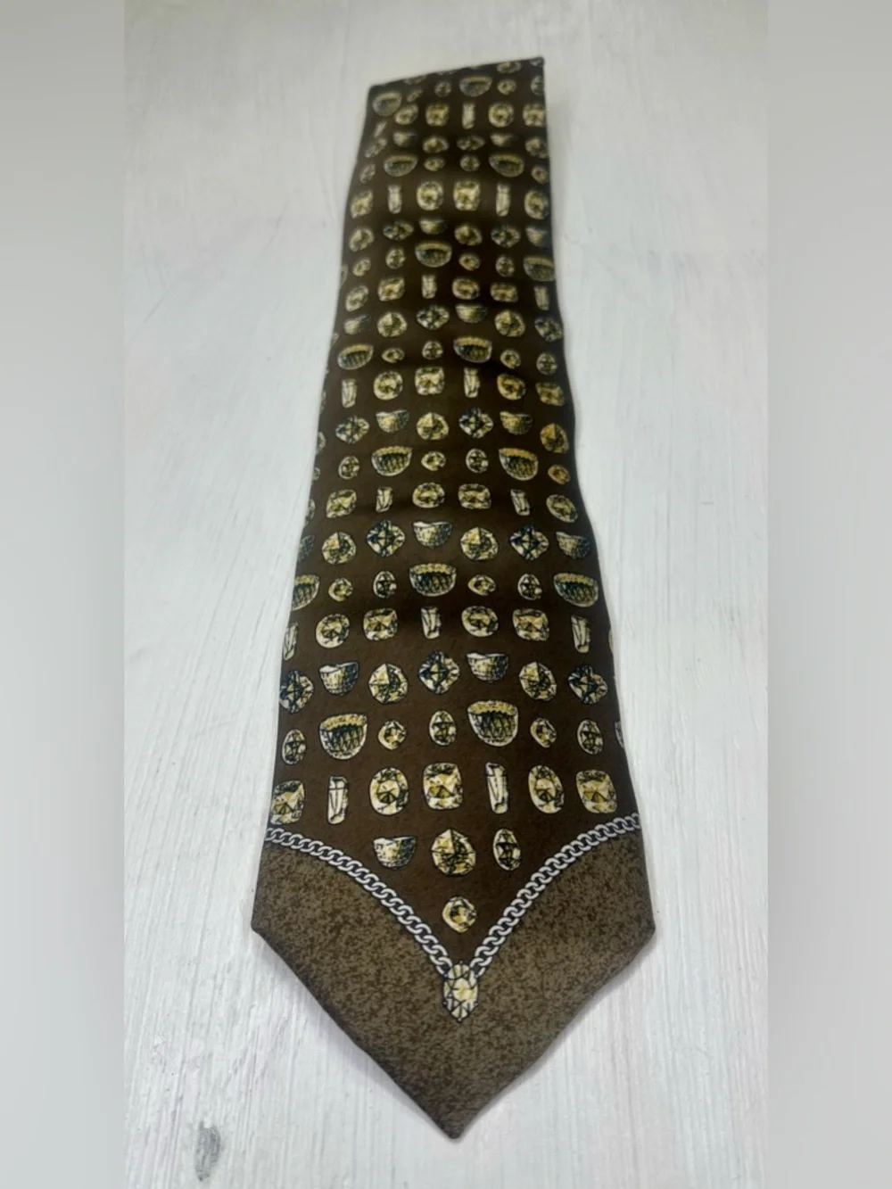 Gianfranco Ferre 90’s Vintage Silk Tie Brown Gold Old Money Italy LuxuryDesigner